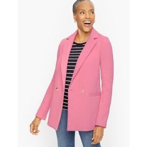 TALBOTS Plus Pink Double Knit Long Blazer Gold Buttons NWT | 22W